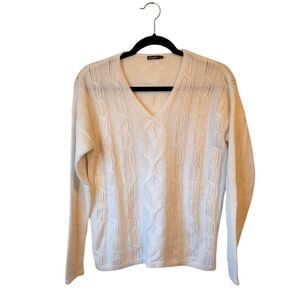 J. McLaughlin Cream 100% Cashmere Cable Knit Sweater Size XS